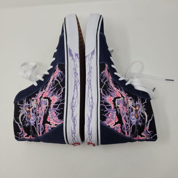 Vans Mens 11.5 Womens 13 Sk8 Hi Zap Navy Blue skull Glow in the dark sneakers - Picture 6 of 13